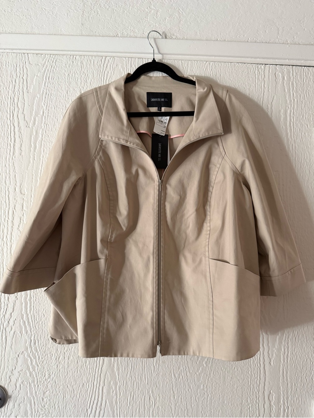 Lafayette 148 New York Light Beige Zip-Front Utility Jacket
